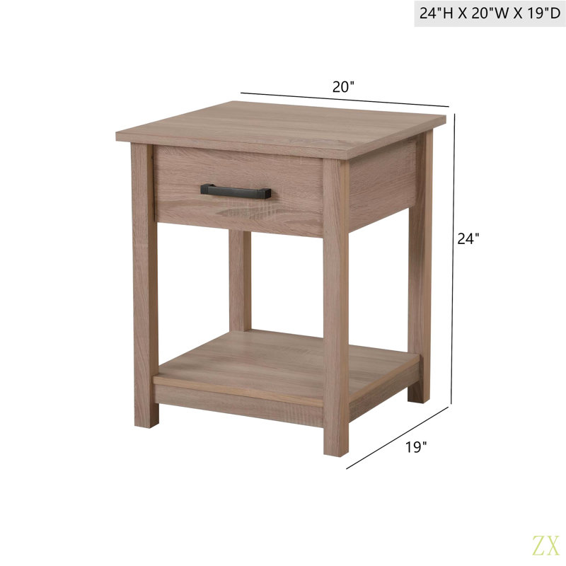 Table de chevet élégante et contemporaine, Naturel