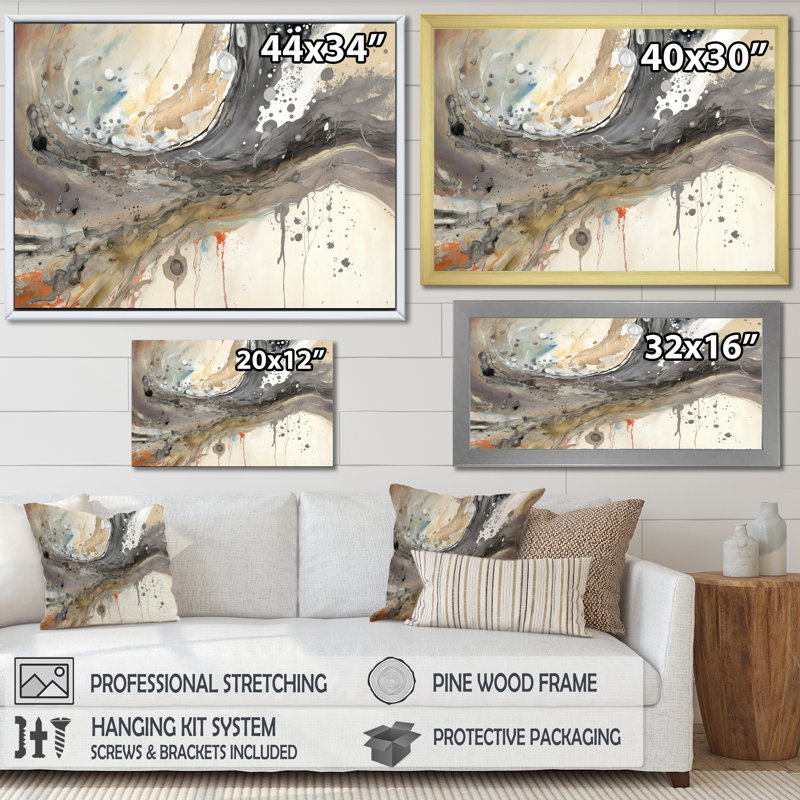 «Subtle Serenity Watercolor Waves I», reproduction sur toile, H 16 po x l 32 po x P 1 po, Toile tendue