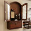 Armoire de rangement murale 8,86 "en pin massif brun rétro avec portes en verre et tiroir, tablette décorative