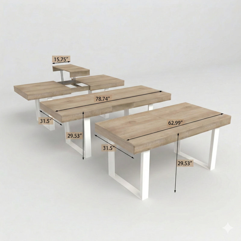 Table de salle à manger extensible pour 6, 8 ou 10 personnes, table de cuisine moderne en bois de ferme, grande table de conférence ou de salle à manger extensible