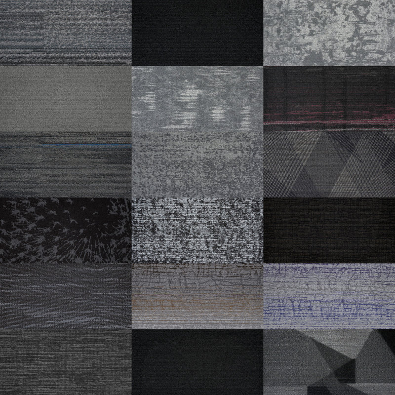 Mix Match 18x36" Assorted Carpet Tiles Commercial Grade (Set of 12), Gray