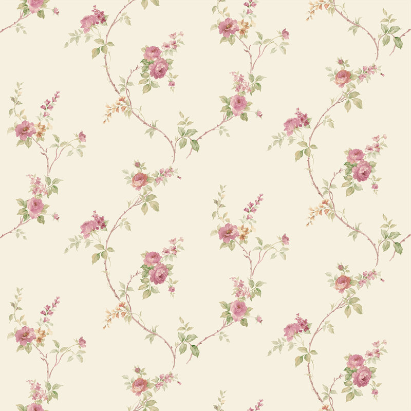 Classic Silks 4 Beige Floral Trail Wallpaper CI38227, Cream