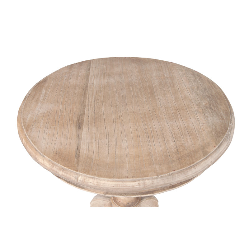 Table de bout à piédestal en bois massif Hannelore, Beige