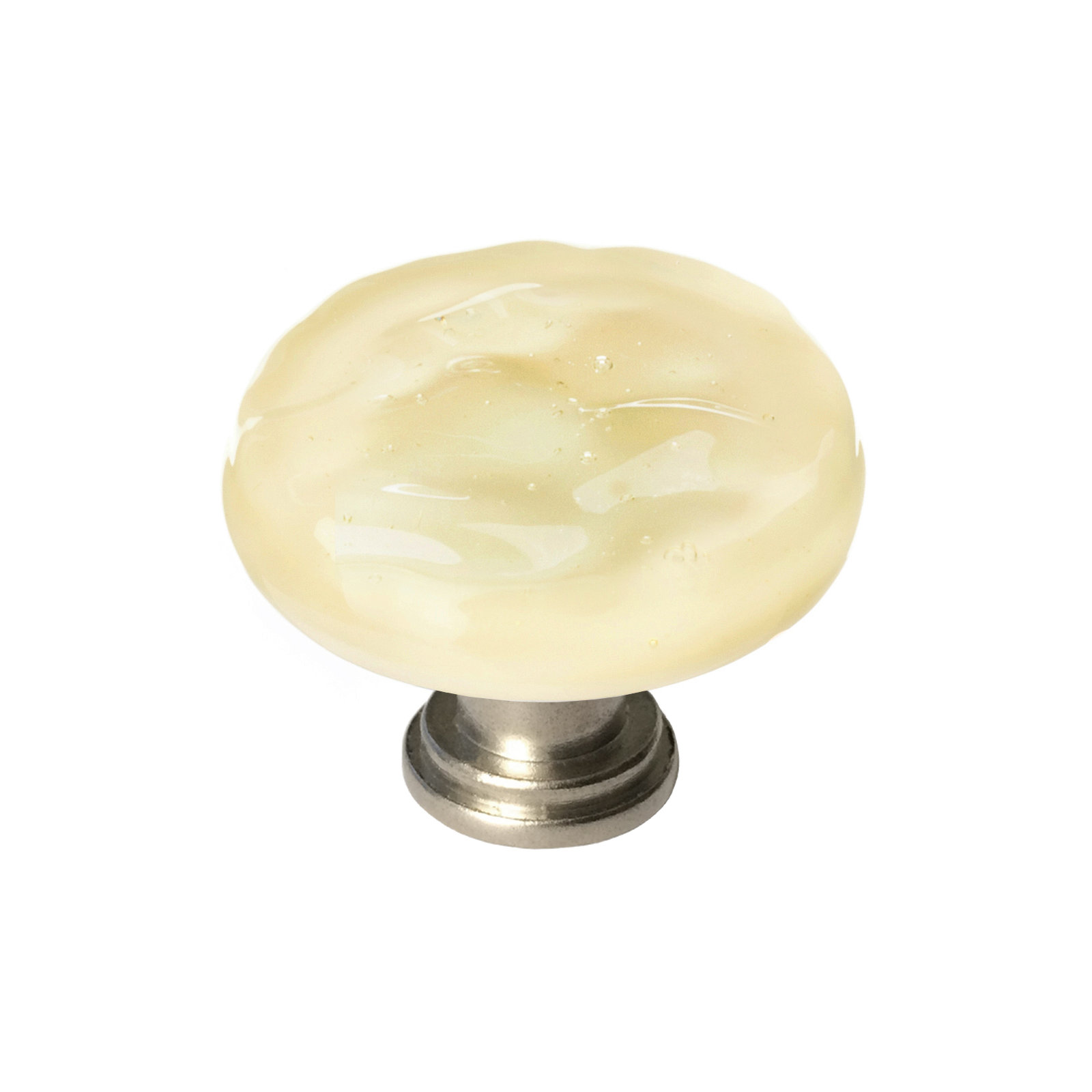 Glacier Mushroom Knob Knob, Satin Nickel, Pale Yellow