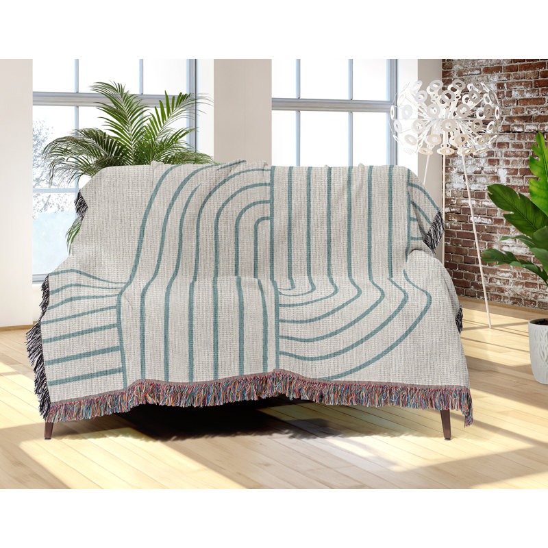 Eko Cotton Blend Blanket Throw, 80" L x 60" W, Turquoise