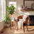 Modern Upholstered Dining Chairs, Brown Faux Leather With Wooden Legs, Soft Padded Seat And Back, Scandinavian Kitchen And Dining Room Side Chairs​​-474365046