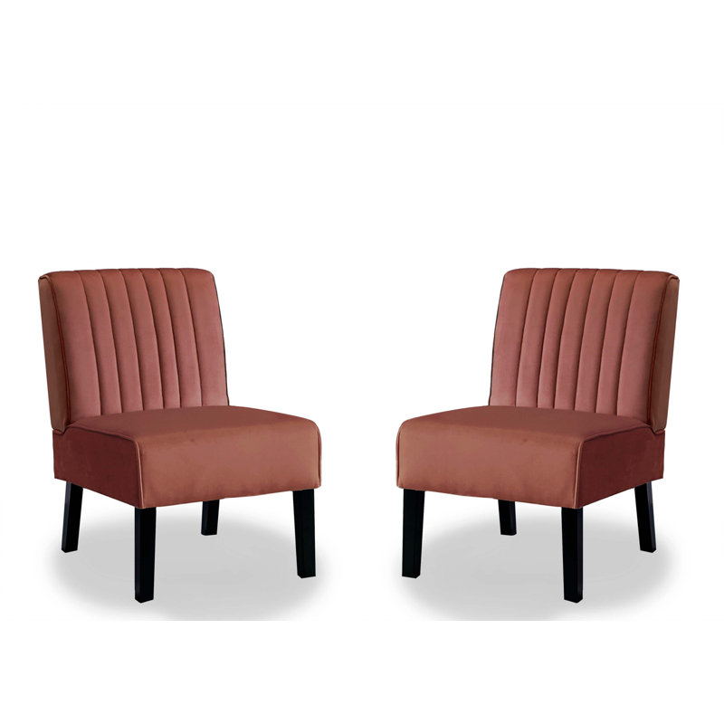 Ensemble de 2 chaises d'appoint Reese Mid Century Modern, Rose