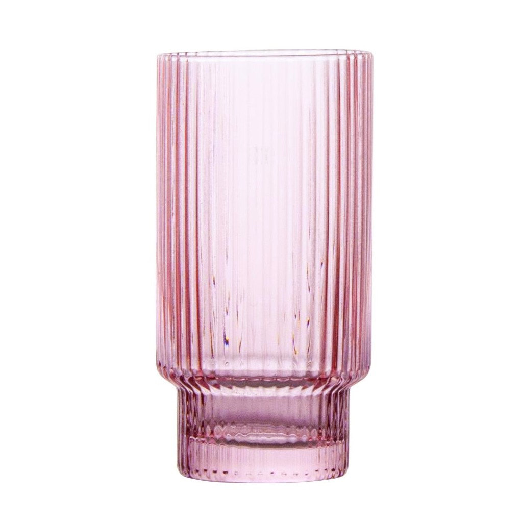 Hadley 14oz. Crystal Highball Glass Set, Pink