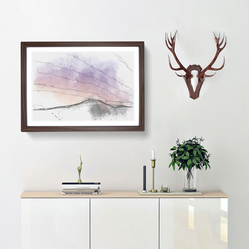 Lilac Sky Above the Mountain - Picture Frame Graphic Art Print, 36cm H x 48cm W x 2cm D, Walnut Framed