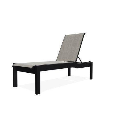 Leeward Sling Marine Grade Polymer Lay-flat Stacking Armless Long Frame Chaise with Wheels