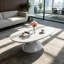 Table basse ovale moderne en pierre 47,27 ", base sculpturale en fibre de verre pour salon et appartement-123028473