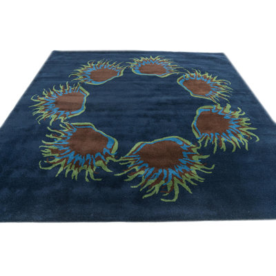 Tapis carré bleu marine Noell