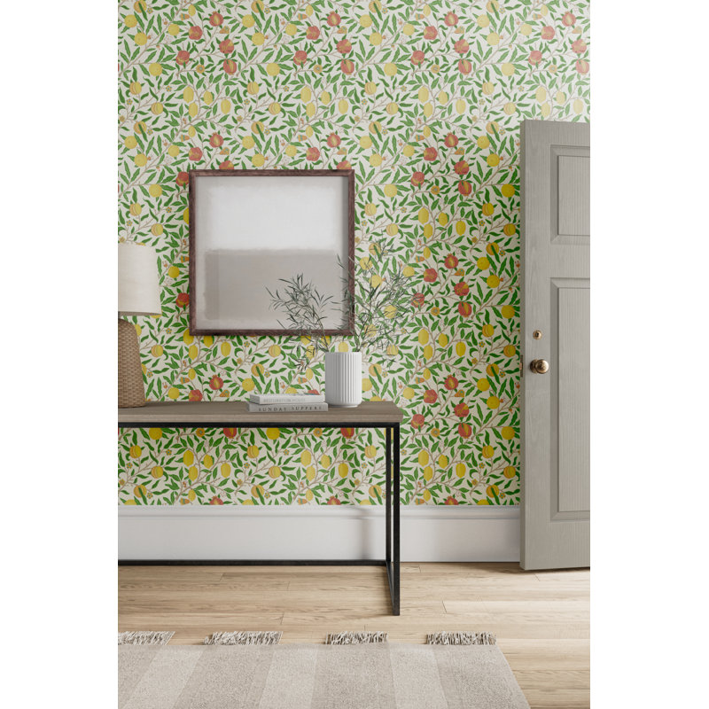 Fruit Wallpaper, Leaf Green/Madder