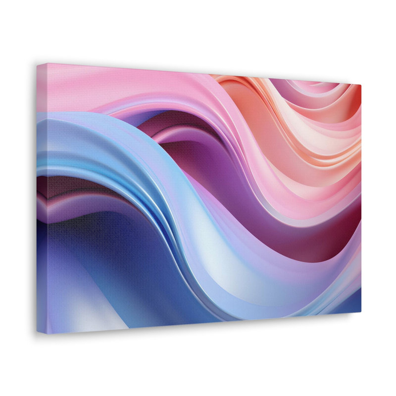 Purple And Blue Abstract Soft Pastel Waves Canvas Wall Art