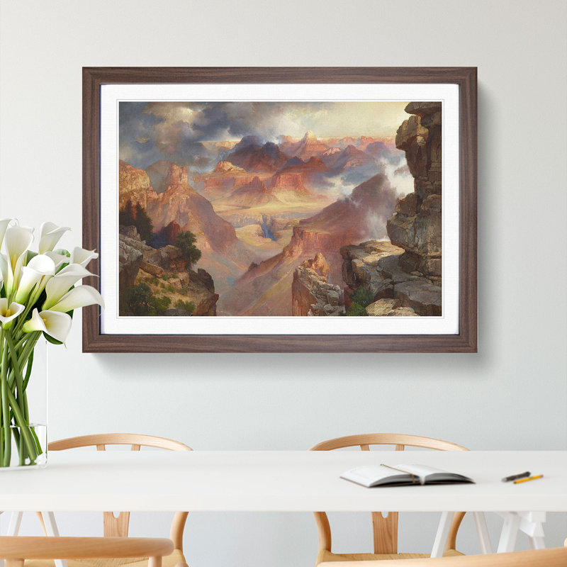 Rocky Landscape by Thomas Moran - Picture Frame Painting, Walnut Framed, 48cm H x 65cm W x 2cm D