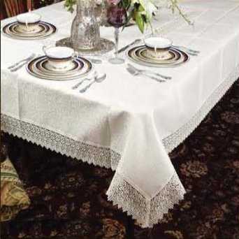 Alienor Lace Tablecloth, White, 120” L x 70” W