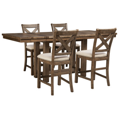 Table de salle à manger à hauteur de comptoir Moriville et 4 tabourets de bar
