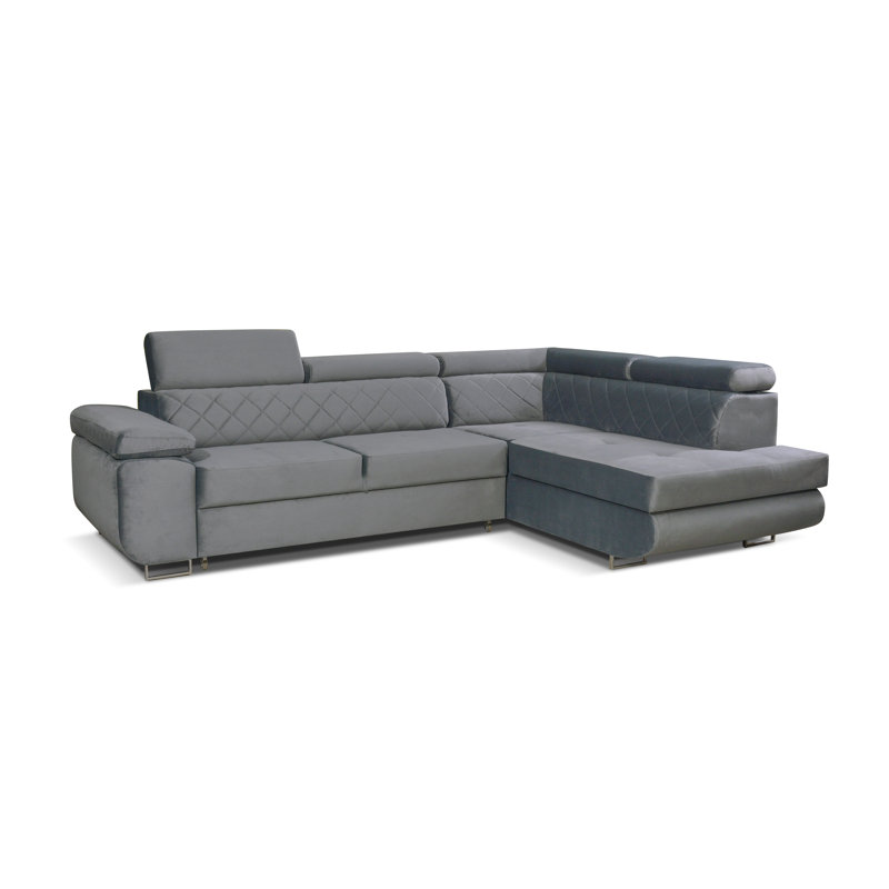 Velvet L-Shaped Sectional, Right Hand Facing