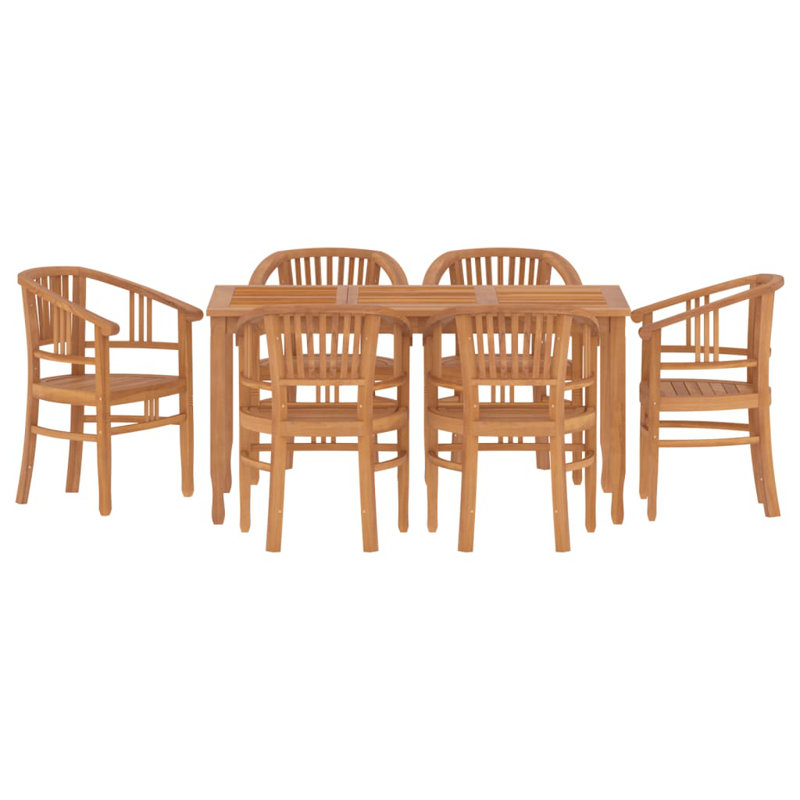 Shoshanna 6 - Person Teak Wood Patio Dining Set with Rectangular Table, 75cm H x 150cm L x 90cm W
