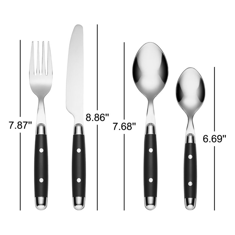 Jubilee 20 Piece Flatware Set, Black