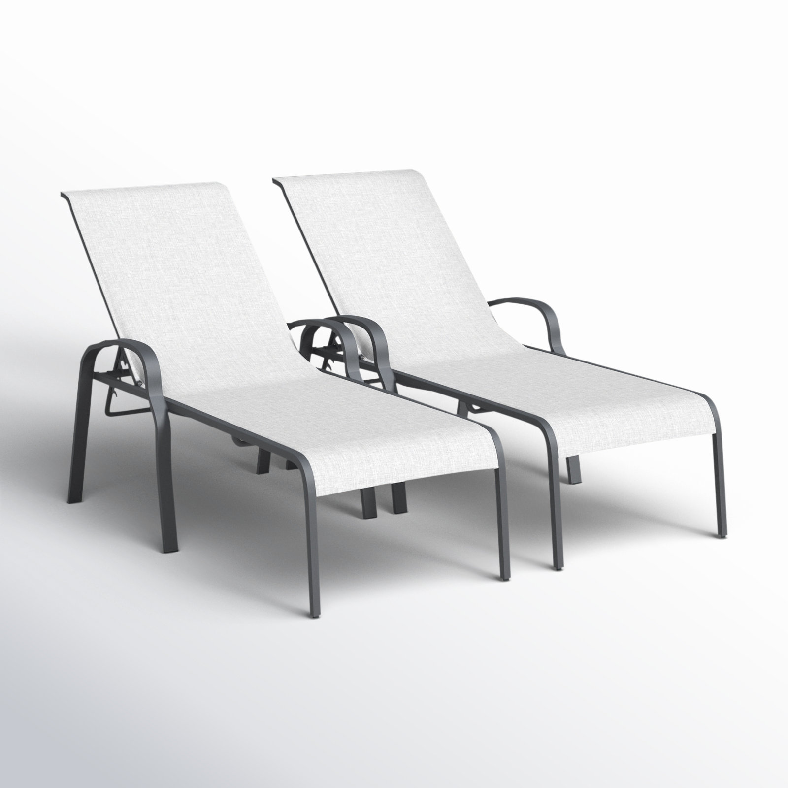 29.13'' Outdoor Powder Coated Aluminum Chaise Lounge Set