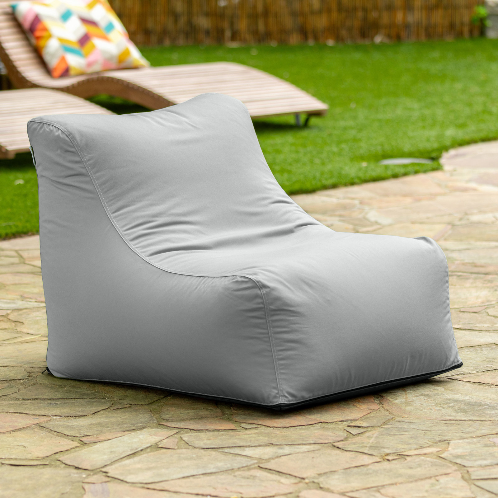 Ponce Outdoor Bean Bag Chair, Granite Sunbrella®