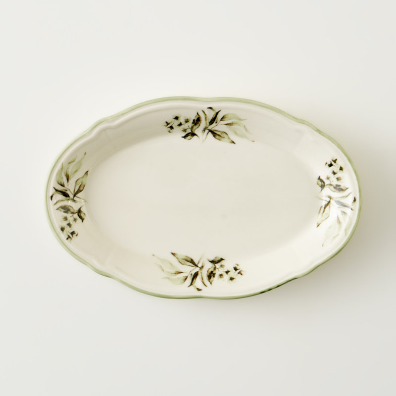 Plateau de service ovale en grès Julia, H 10 po x l 6,25 po x P 2 po