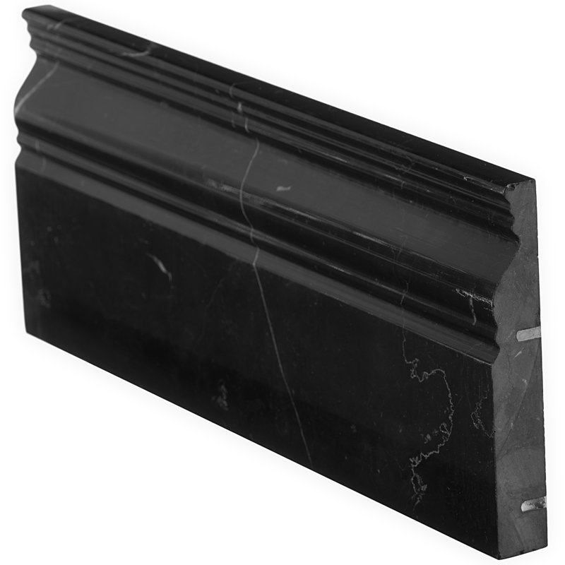 12'' L x 4.75'' W Marble Chair Rail Tile Trim, Honed Black