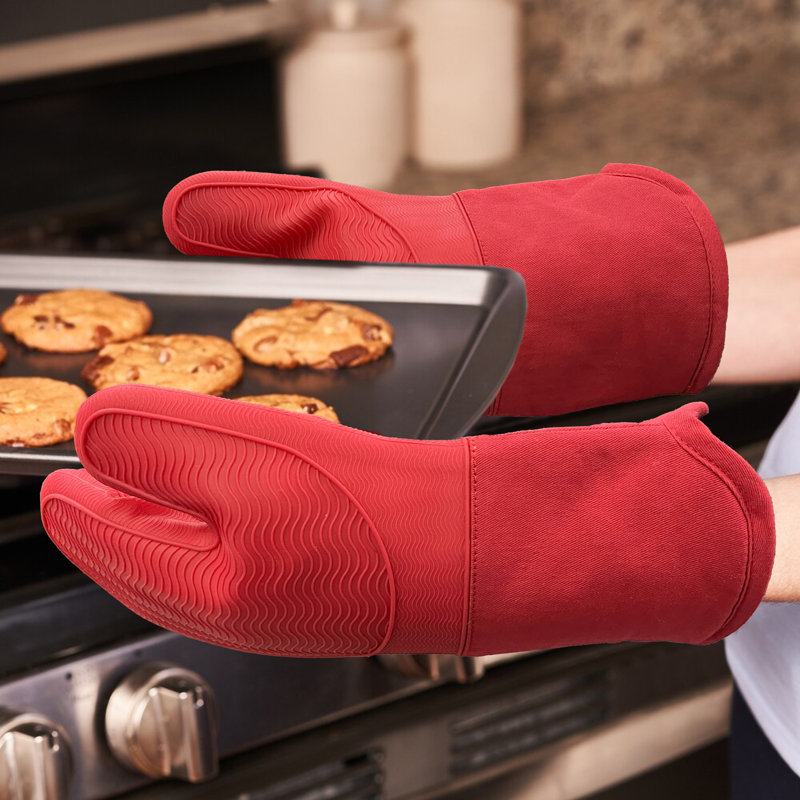 FabStyles Cotton Oven Mitt Set, Red