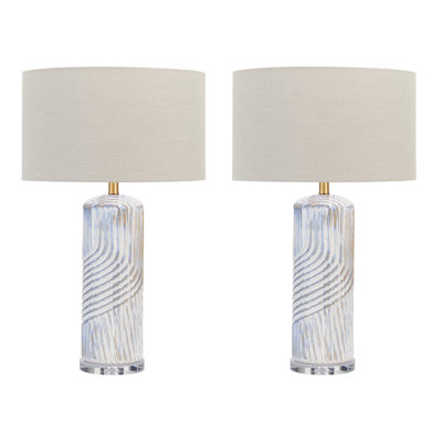 30" Crystal Table Lamp With Beige Shade
