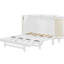 Lit double blanc avec rangement caché et touche tissée contemporaine - option d'espace pour les chambres d'invités et matelas pliables Commode avant à tiroir chic