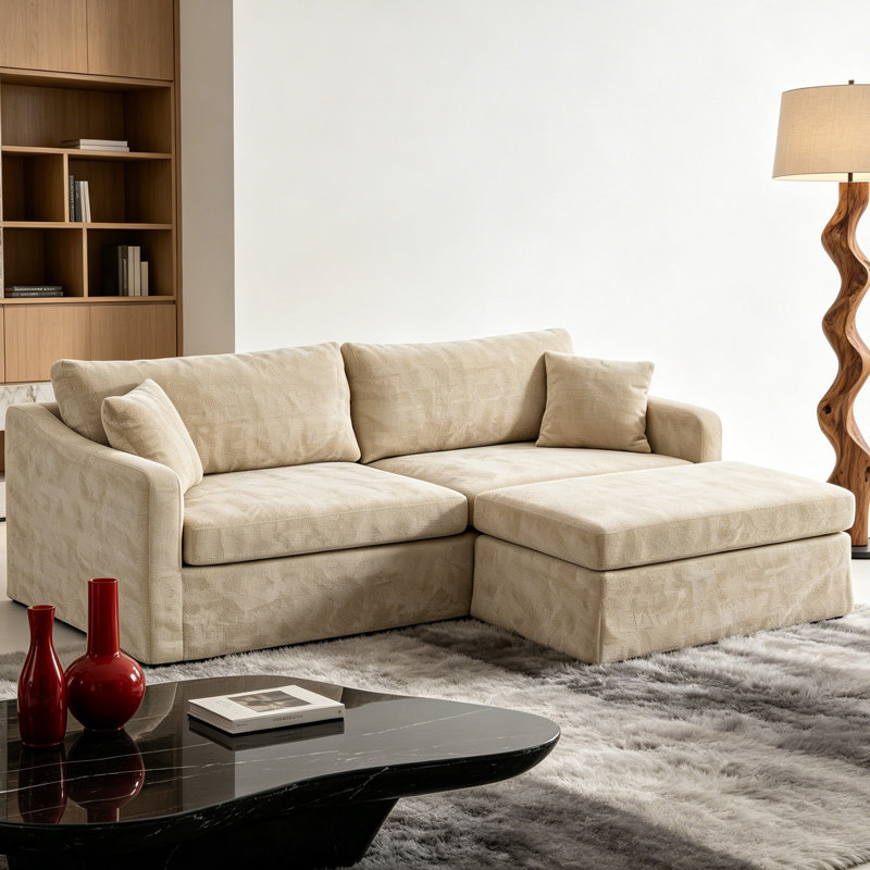 Causeuse 86,6 po en tissu chenille - 2 places assises, avec 1 canapé, Wheat