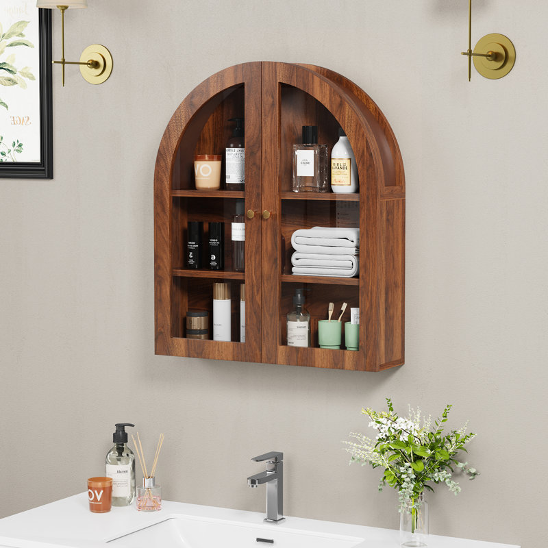 Arched Wall Mounted Cabinet, Walnut