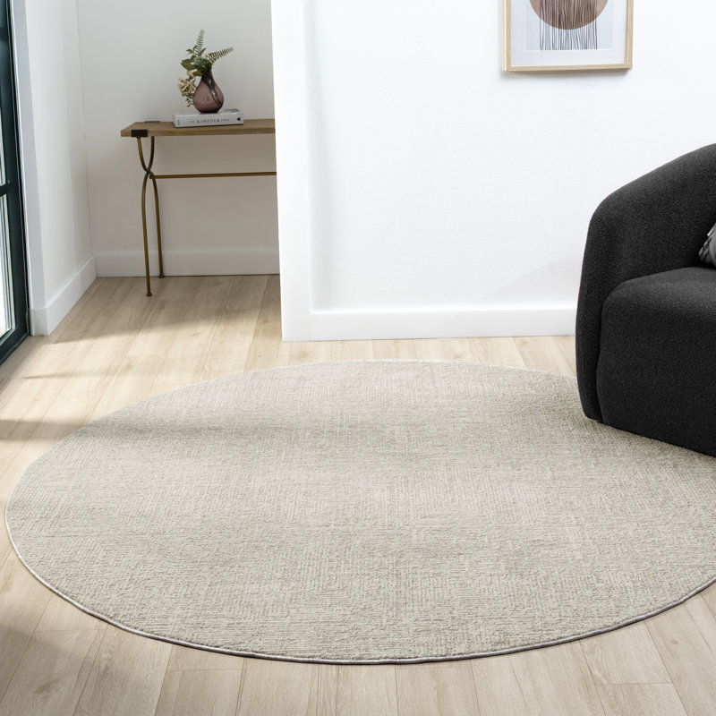 High-Low Modern Farmhouse Premium Performance Neutral Indoor Round Rug, Round 6'