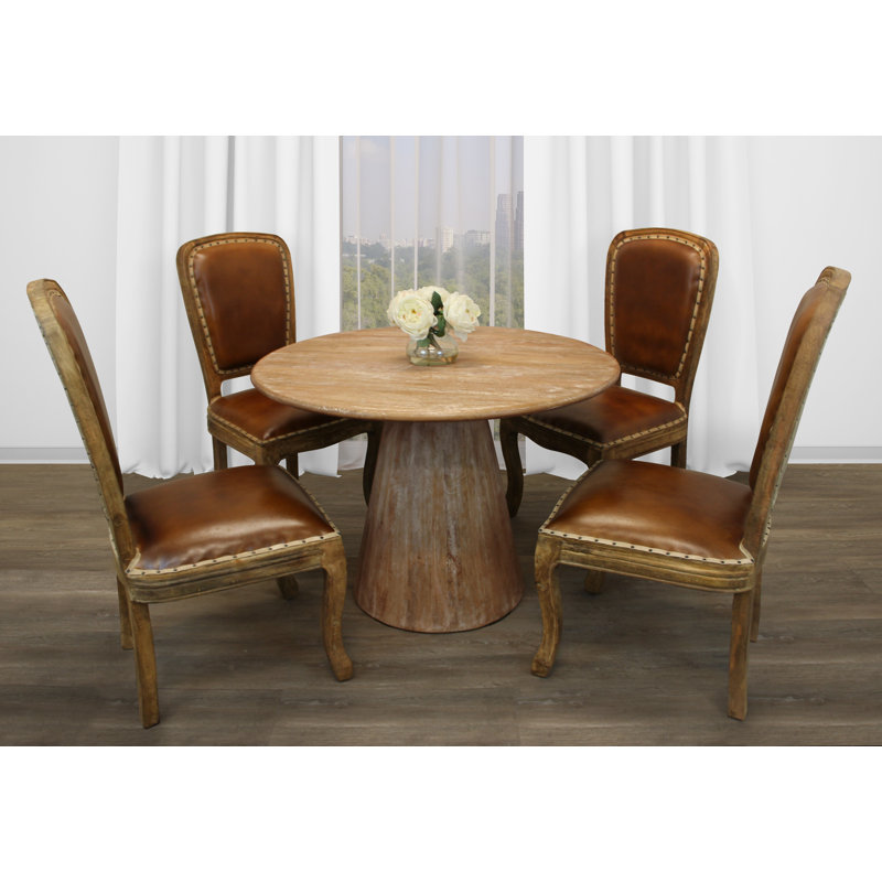 Chaise d'appoint en cuir brun Dhiaan