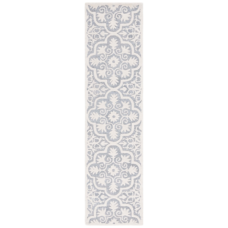 Metro Hand Tufted Wool And Cotton With Latex Damask Rug, Runner 2'3" x 9'