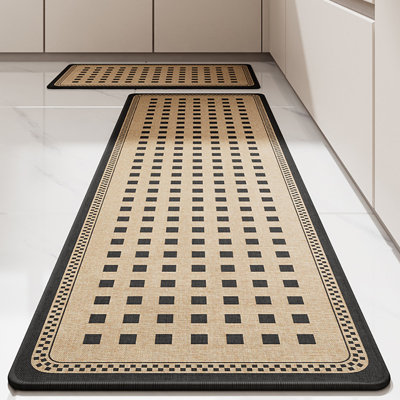 Machine-Washable, Non-Slip, Absorbent Printed Kitchen Mats (Set of 2)