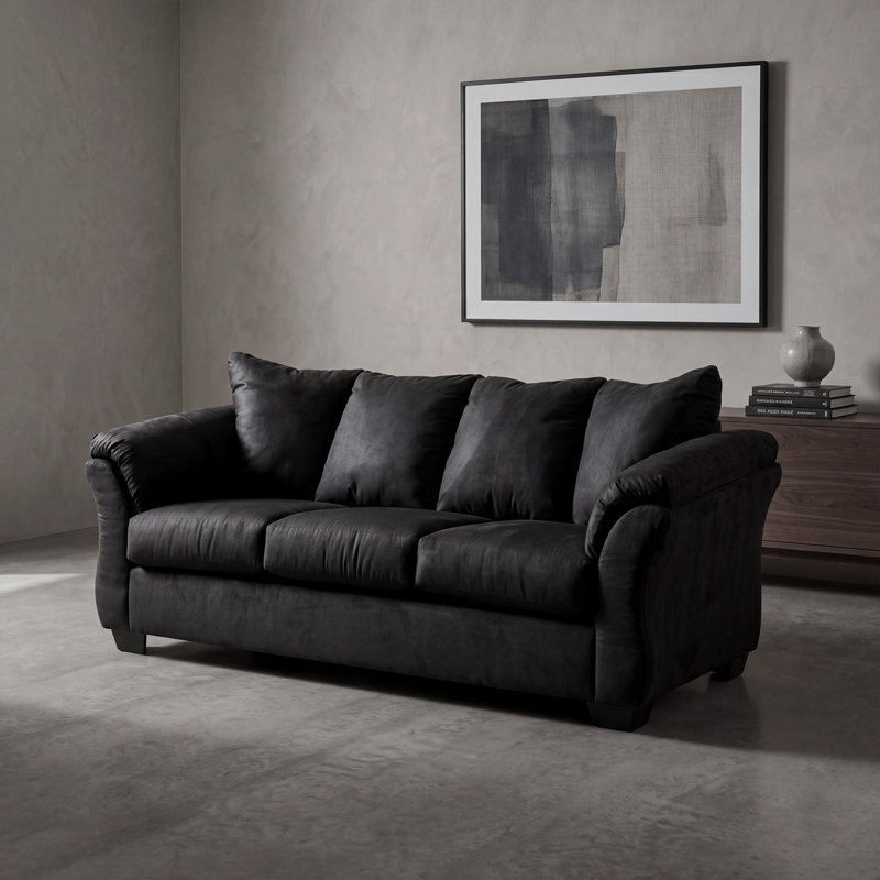 Darcy Pillow Top Arm Sofa, Black, 37" H x 89" W x 38" D