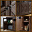 Buffet 3 portes Farmhouse avec portes en verre, finition espresso - meuble télé rustique, bar à vin et buffet de rangement pour la salle à manger-1578007826