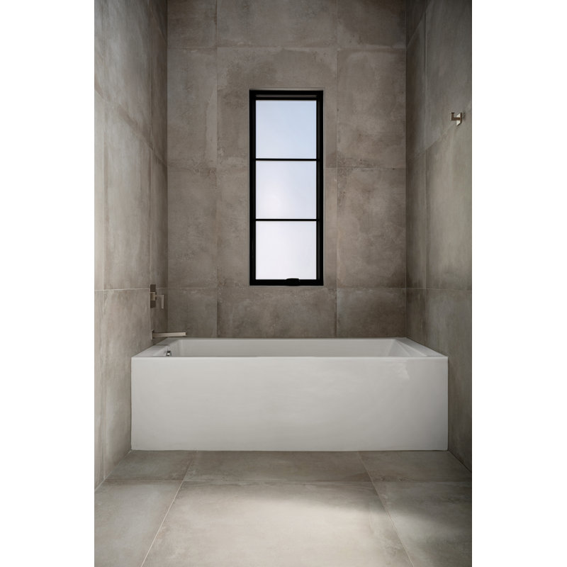 Sydney 60'' L Whirlpool Bathtub, White, Right, Satin Nickel