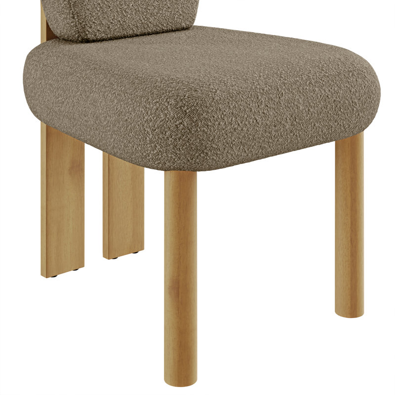 Brayden Upholstered Dining Side Chair with Wooden Legs (Set of 2), Natural Wood, Tan