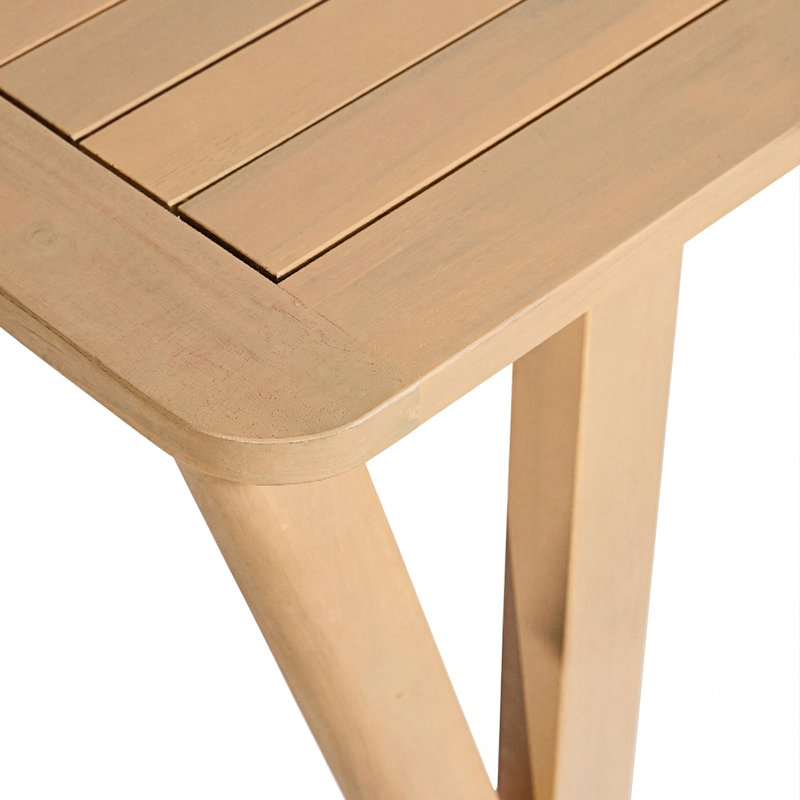 Table de salle à manger d'extérieur en bois d'acacia avec pieds en forme de V 70,75 po Zoe