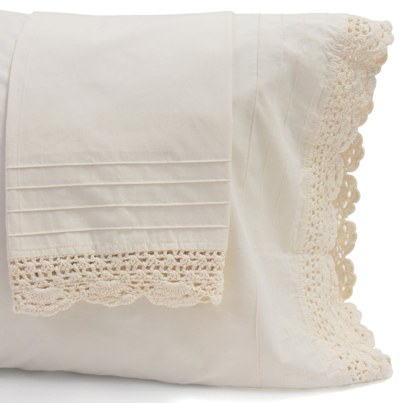 Dainty Crochet Sheet Set, Ivory, Twin Sheet Set + 1 Pillowcase