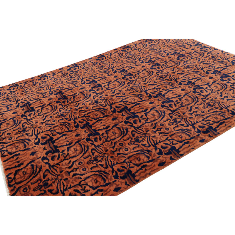 Vintage Zeki Müren Rug, Rust And Navy Blue All Over Patterns - Rug & Kilim