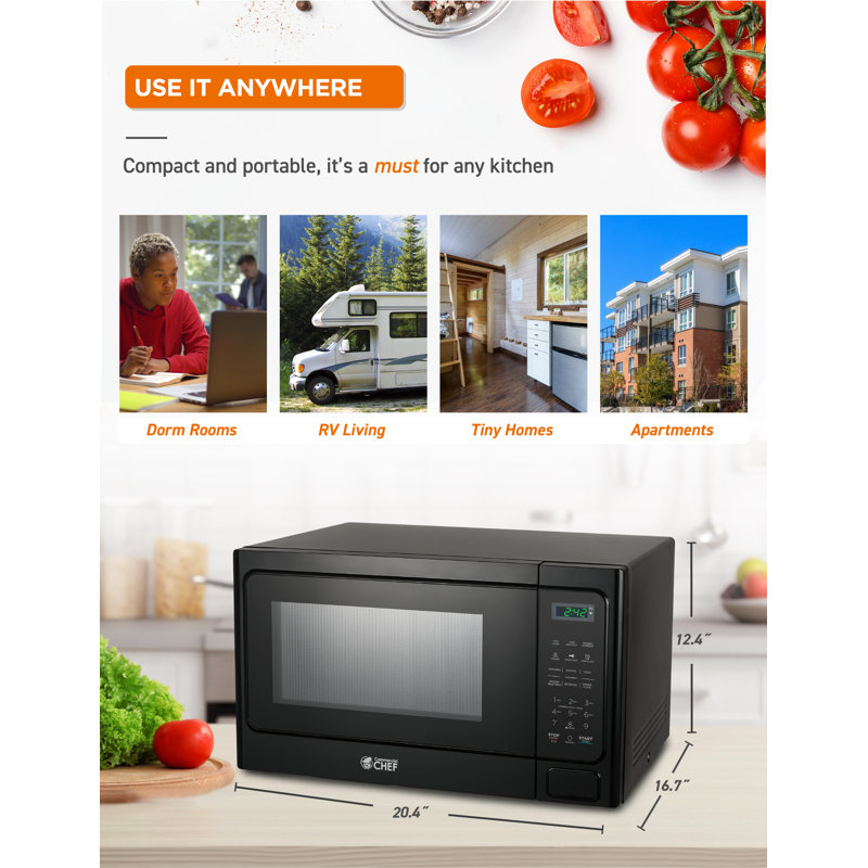CHM Series Commercial Chef 20.4" 1.3 cu ft. 1000 - Watt Countertop Microwave, Black