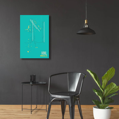 Art mural en verre acrylique «HNL" par O8, 12 po x 16 po