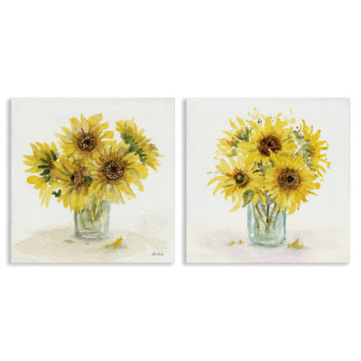«Sunflower Bouquet Jar», ensemble de 2 toiles murales par Paul Brent