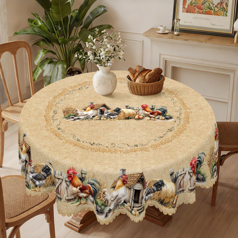 Rustic Country-Style Design Washable Polyester Tablecloth
