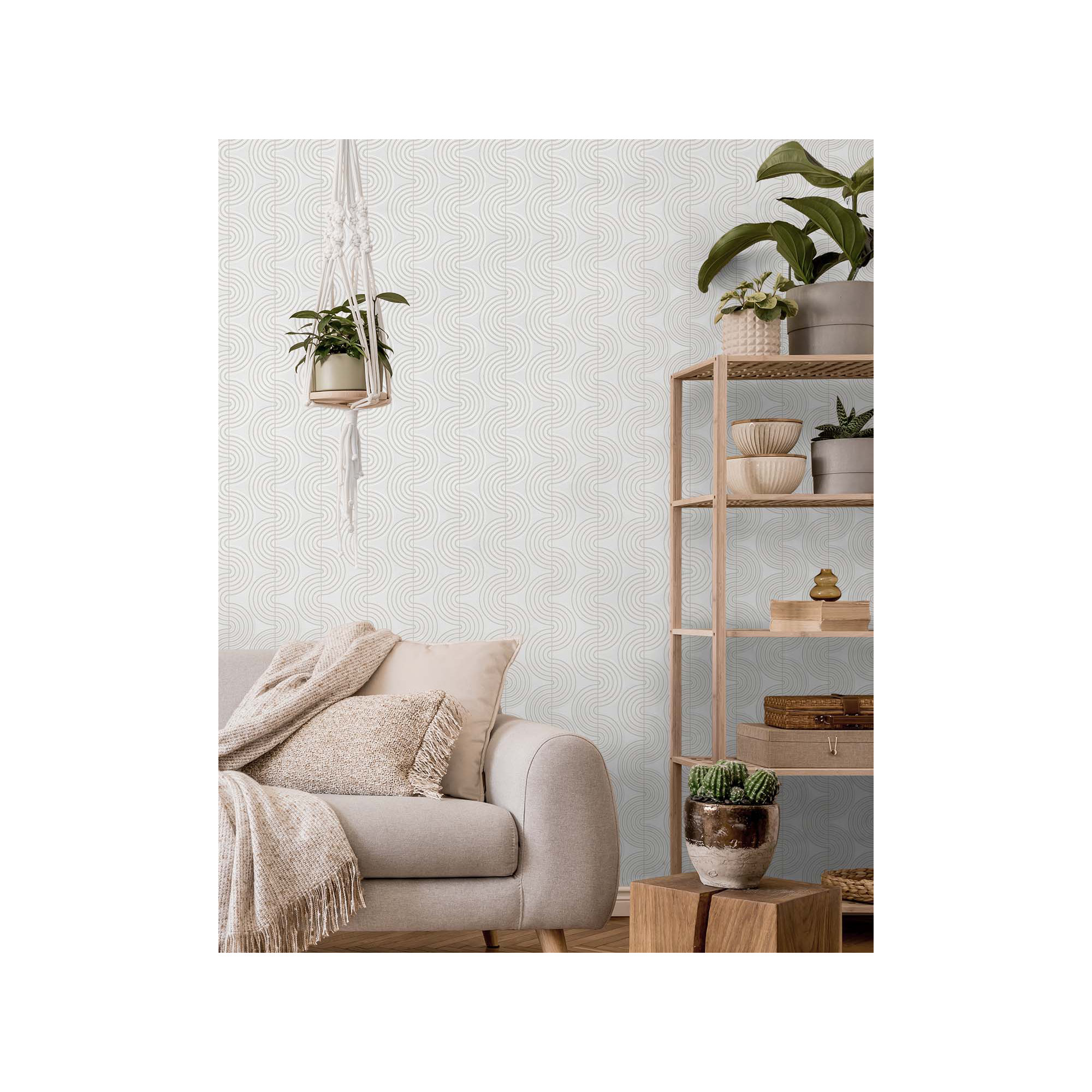 Cecile Mid-Century Peel & Stick Geometric Wallpaper, Beige
