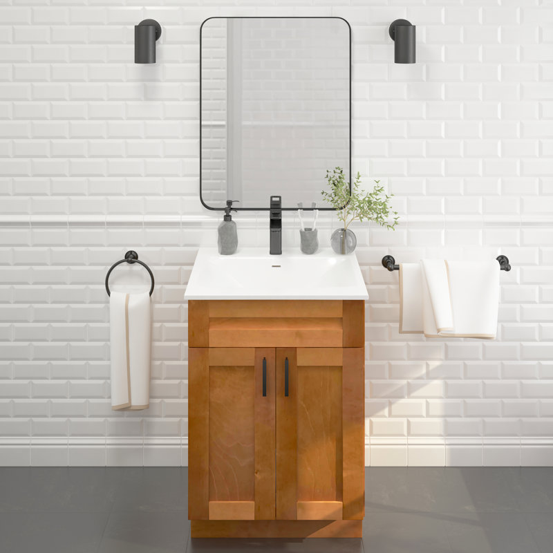 Ensemble de meuble-lavabo Shaker avec base de meuble-lavabo en résine 24 po, Orange